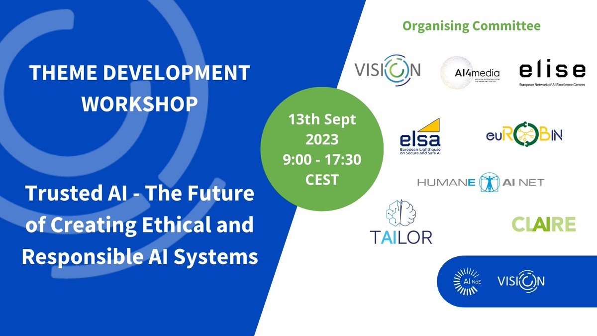 cairne_eu's tweet photo. 🌟We are excited to announce the 2nd cross-cutting #TDW on 𝐓𝐫𝐮𝐬𝐭𝐞𝐝 𝐀𝐈-The Future of Creating Ethical & Responsible #AI Systems🌟
📅13 Sep 2023 ⏰9:00-17:30CEST🌐Online via Zoom
🔗 https://t.co/mdi5ddHOkh
🔔The deadline is 28 August, 18:00 CEST
#ArtificialIntelligence https://t.co/il7iuP4X9c