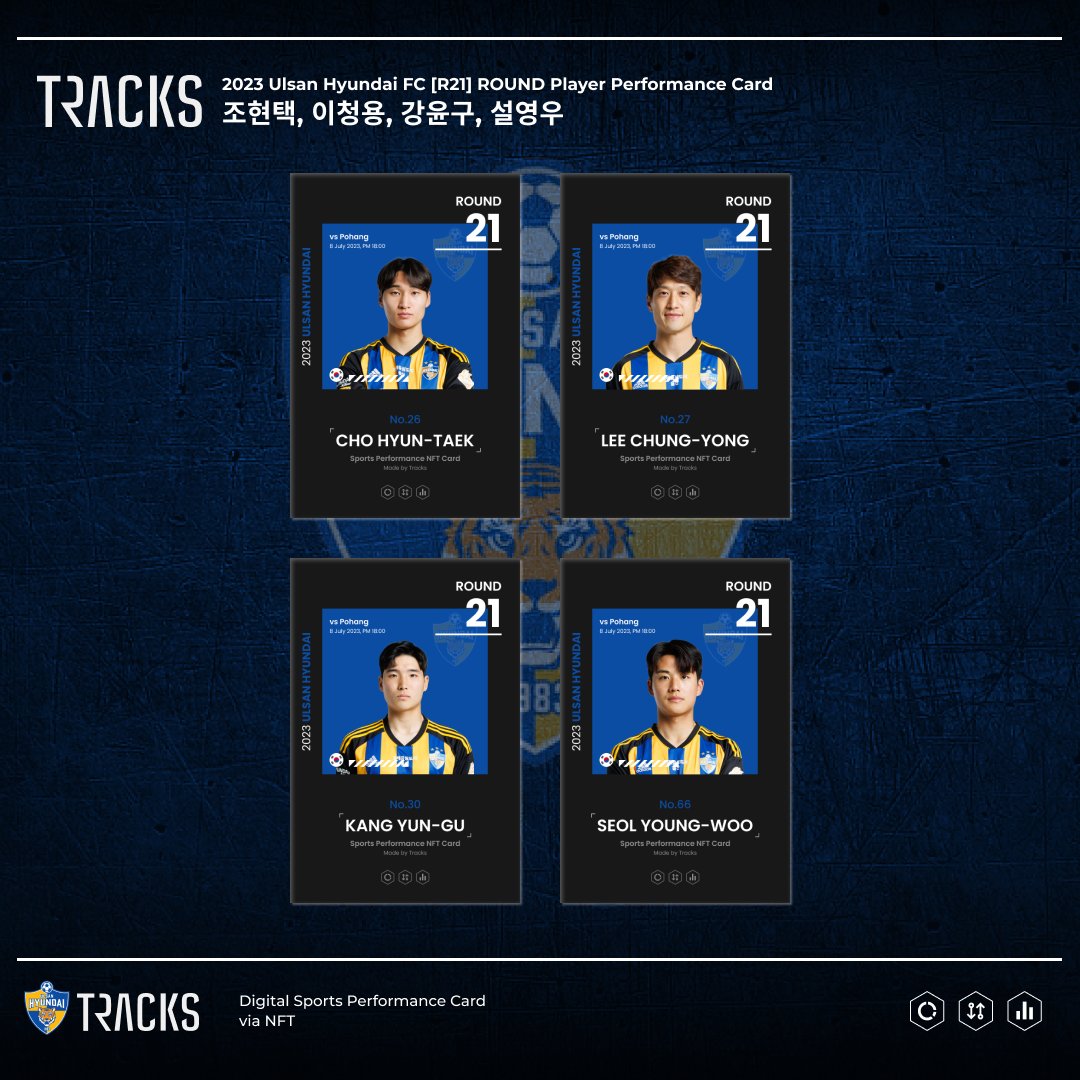 📢 2023 [R21] Player Performance Card OPEN 📢

안녕하세요. TRACKS 입니다.
2023 TRACKS [R21] Player Performance Card가 오픈되었습니다.

🌐 TRACKS 바로 가기
tracks-digitalcard.com

#TRACKS #NFT #이벤트