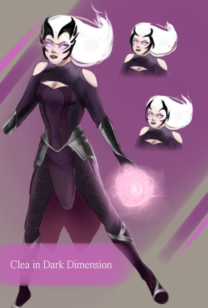 I drew this work a long time ago. In this version, #CleaStrange is a negative character and she is the Queen of the Dark Dimension. I wanted to draw a crown like Dormammu. The crown floats in the air and is like dust 🌌