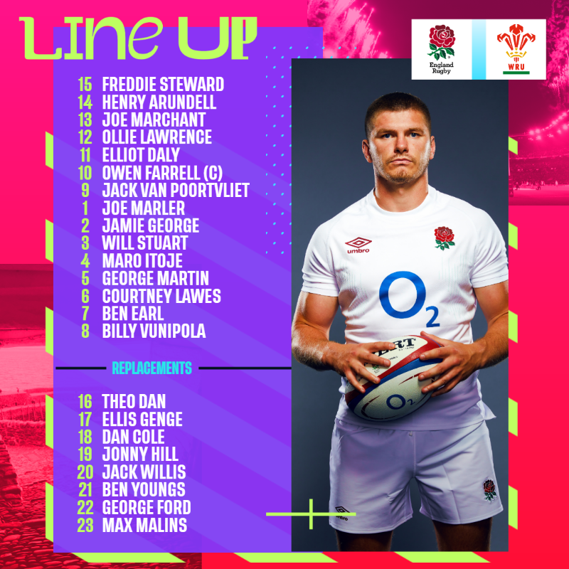 EnglandRugby's tweet photo. Here's your England team to face Wales at Twickenham Stadium on Saturday (kick-off 5.30pm) 🙌

@o2 | #WearTheRose | #ENGvWAL | #SummerNationsSeries