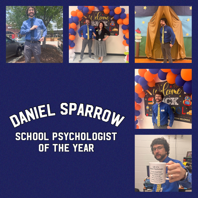 HCSSchoolPsych's tweet photo. Highlighting the HCS School Psychologist of the Year! Daniel embodies #winningforkids through his exceptional relationship-building with students, staff, &amp; families! His proactive approach to supporting schools is his superpower. @creseda_hawk https://t.co/qGmAJZ99mZ