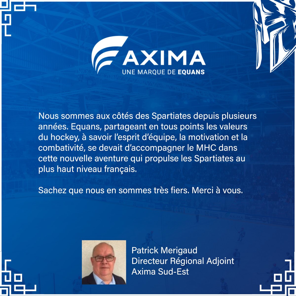 SpartsMarseille's tweet image. 𝐏𝐀𝐑𝐓𝐄𝐍𝐀𝐈𝐑𝐄 𝐏𝐑𝐎𝐋𝐎𝐍𝐆𝐀𝐓𝐈𝐎𝐍 🙌

#Axima @Equans_France prolonge son partenariat avec les Spartiates pour la saison 23/24.

#TousSpartiates 🔵⚪️