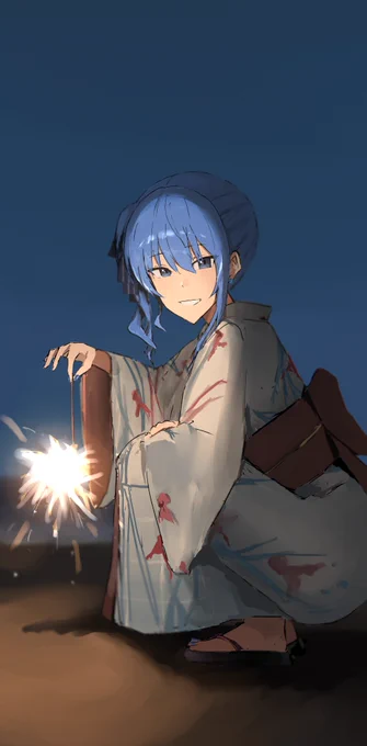浴衣すいちゃんと花火 #ほしまちぎゃらりー
