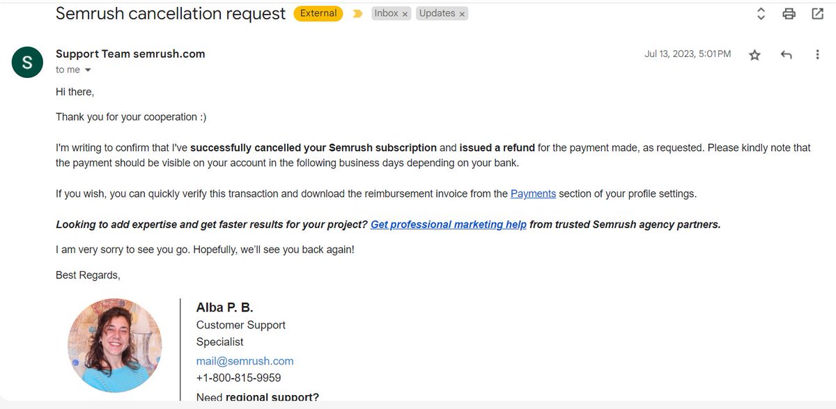 sandeepbodhe's tweet photo. @SEMrush,  I'm reaching out regarding my refund for a subscription cancelled on 11th July. Despite efforts to contact support, the refund hasn't been processed. Can you please assist? Your help would be greatly appreciated! 🙏 https://t.co/jQoySNTiND