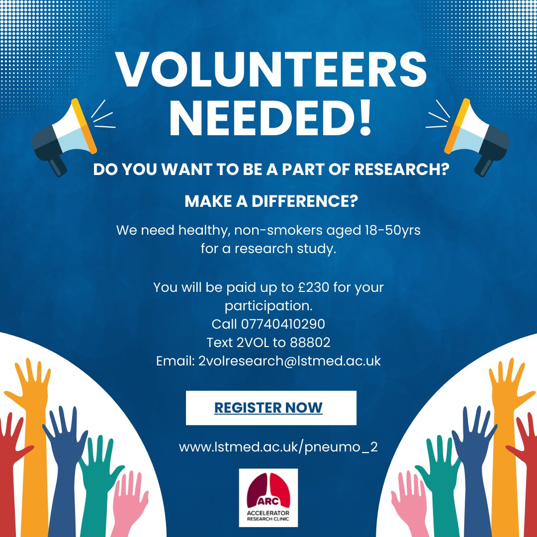 Accelerator Research Clinic Liverpool (@arcliverpool1) on Twitter photo 6 Places remaining! Contact the team to book 07740410290 or email 2volresearch@lstmed.ac.uk
Register bit.ly/AcceleratorRes… 6 Places remaining! Contact the team to book 07740410290 or email 2volresearch@lstmed.ac.uk
Register bit.ly/AcceleratorRes…