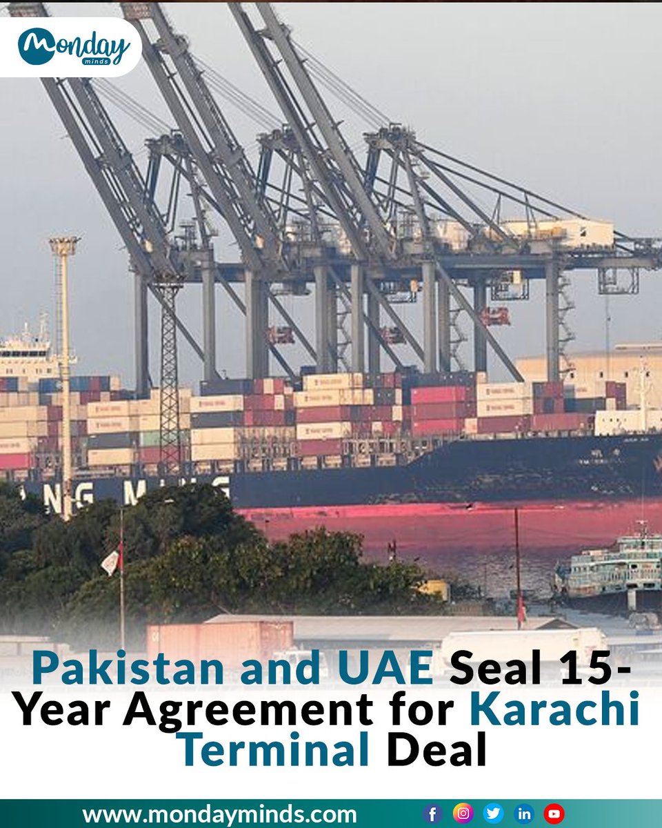 Pakistan has accepted a commercial agreement with the United Arab Emirates (UAE) to hand over two more seaport terminals for a period of 25 years. #Mondayminds #Terminal #KarachuTerminal #Uae #Pakistan #WeatherUpdate #CypherLeaked #INDvPAK