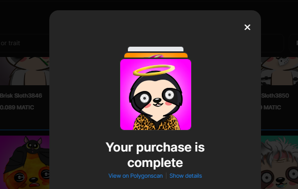 OvoOnoETH's tweet photo. 17 #BriskSloth NFTs secured ๐งน๐งน๐งน
Will be giving away some during the day๐
#PolygonNFTs #PolygonCommunity https://t.co/Lntem1Qtnd