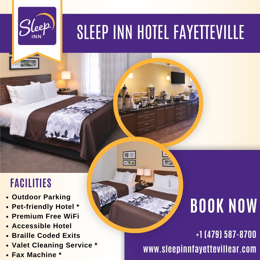 Your peaceful haven with straightforward and charming amenities.
For more details call +1 (479) 587-8700 or visit sleepinnfayettevillear.com
#amenities #hotelamenities #hospitality #travel #vacation #Fayetteville #Arkansas