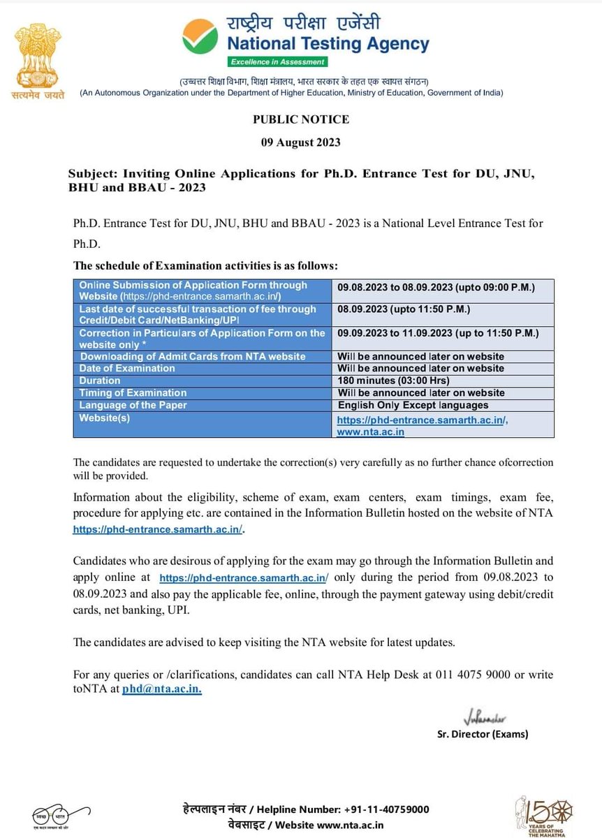 Shivansh_1210's tweet image. #PhD #EntranceTest for Central University. Interested Candidates may Apply. @JNU_official_50 @BbauSocialmedia @bhupro @DelhiUniversity