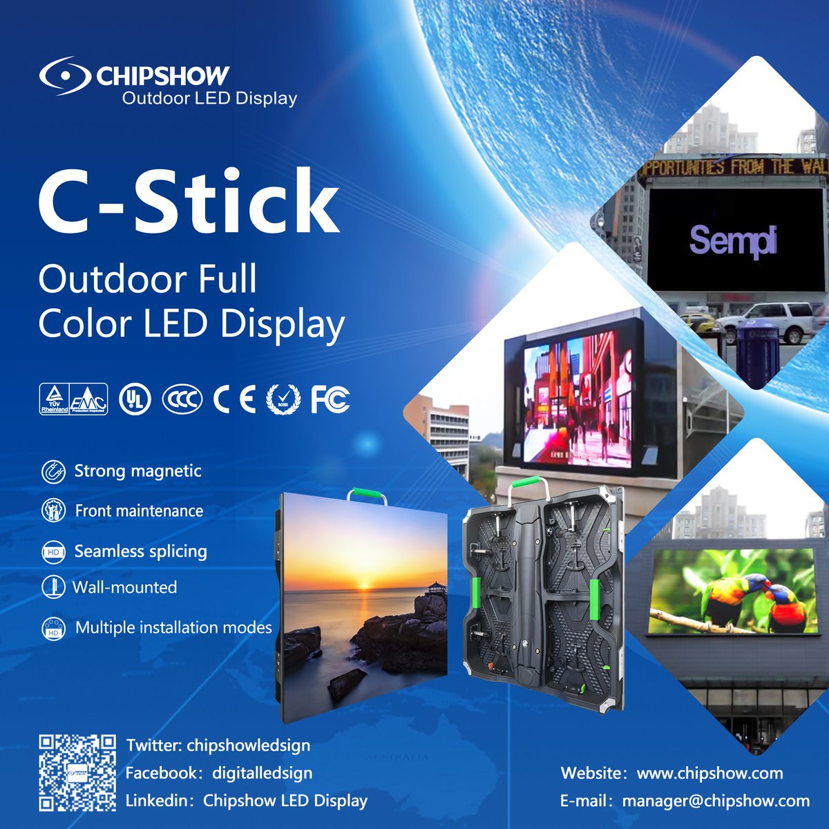 chipshowledsign's tweet image. Chipshow C-Stick (Outdoor Full Color LED Display) 𝐌𝐚𝐢𝐥 manager@chipshow.com • 𝐖𝐞𝐛 chipshow.com 𝐖𝐡𝐚𝐭𝐬𝐀𝐩𝐩 +8618148555007 #chipshow #led_Display #led_Display_Screen #led_display_wall #led_display_borad #led_video #led_screen #outdoorled #outdoorleddisplay