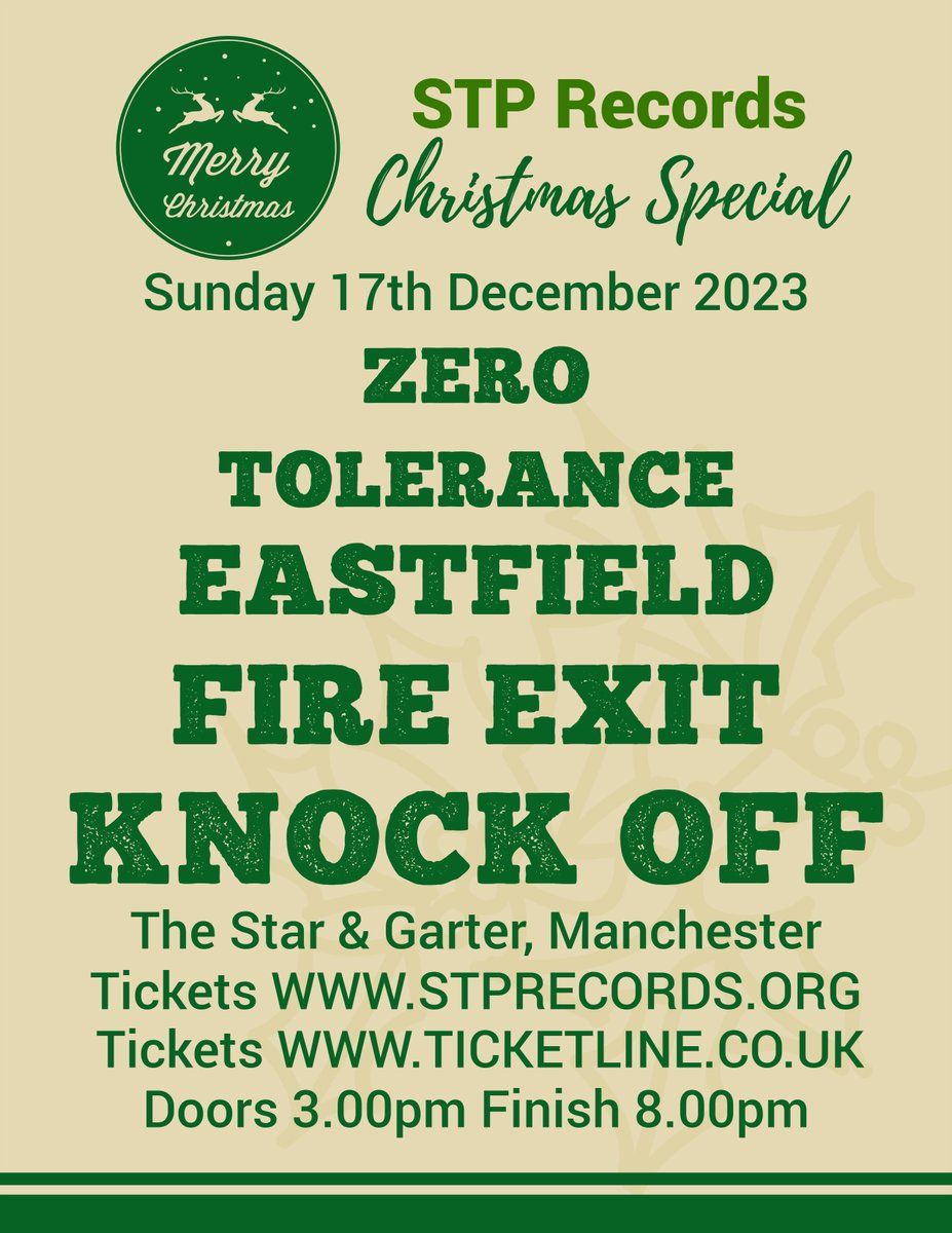 STP Records (Uncle Stu). (@stprecords) on Twitter photo STP Records Christmas Show 2023
Tickets now starting to move at stprecords.org for this cracking 4 band line up, grab yours and come see out the STP year in style with us at ye olde <a href="/Star_GarterManc/">The Star and Garter</a> our small venue home since the 90's STP Records Christmas Show 2023
Tickets now starting to move at stprecords.org for this cracking 4 band line up, grab yours and come see out the STP year in style with us at ye olde <a href="/Star_GarterManc/">The Star and Garter</a> our small venue home since the 90's