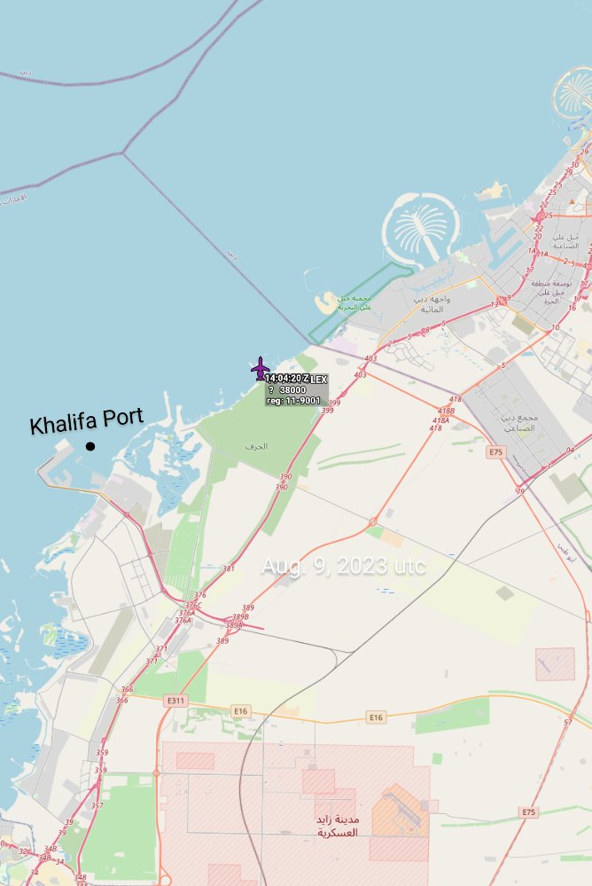 Oceanworldfree's tweet photo. ๐บ๐ฒUSAF 11-9001 #AE4D27 Agu. 9, 2023 utc
#Khalifa Port
Bombardier E-11A https://t.co/s963TX5lOk