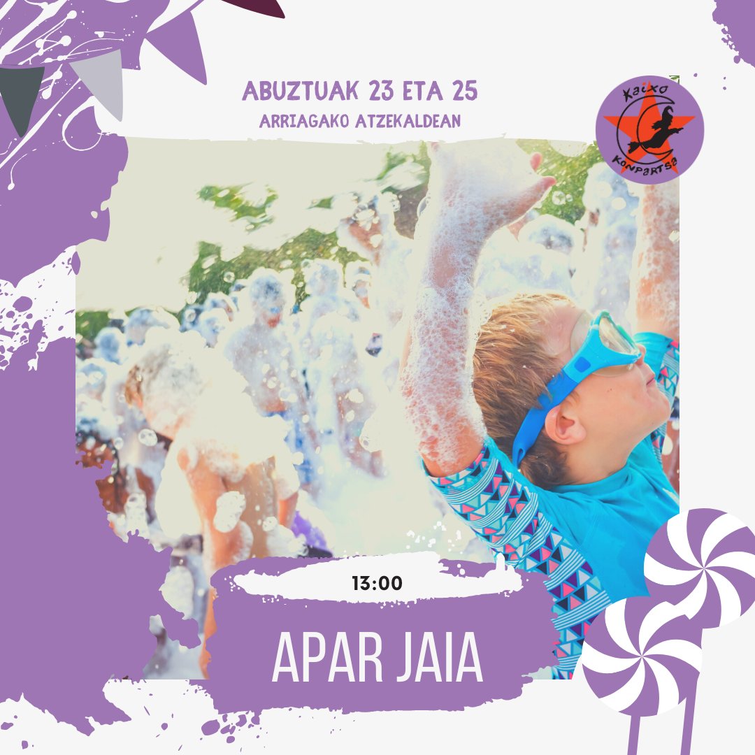 Kaixogazteak's tweet photo. Apar Jaia! 🧼
#AsteNagusia23 #ElkarlanUholdea #bilbokokonpartsak #Badatormarijaia #kaixokonpartsa #arriagakoatzekaldea #Atzekalde https://t.co/O93JlM3gDW