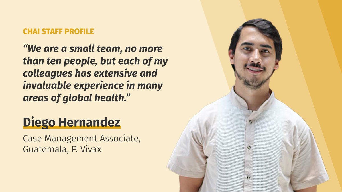 Want to learn more about the diverse staff that makes CHAI? In our latest staff blog, Malaria Case Management Associate Diego Hernandez, based in #Guatemala, shares that his close-knit team continually pushes him to learn and grow. 🌐ow.ly/snsf50Pwq5S #CHAIRecruiting