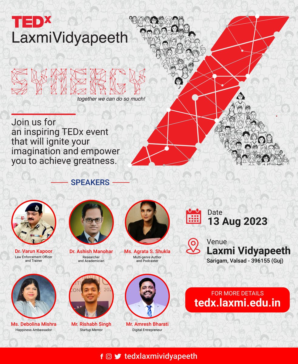 TEDx_LVS's tweet photo. Join us in just 2 days for an incredible journey of ideas and inspiration at TEDxLaxmiVidyapeeth 🚀

📌https://t.co/MIJmByUn39

#TEDxLaxmiVidyapeeth #TEDxRevolution #litsarigam #LIT  #GajeraTrust #LaxmiDiamond #LaxmiVidyapeeth #CountdownToTEDx #Inspiration #Innovation #2DaysToGo https://t.co/VhlrHrbOFM