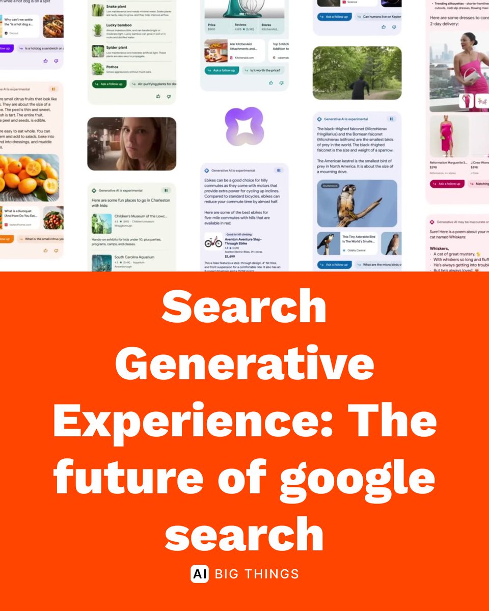 AIBigThings's tweet photo. Google SGE: The Future of Search is Here⚡
_
#google #GenerativeAI #ArtificialIntelligence #MachineLearning https://t.co/C1LmnoeTRn