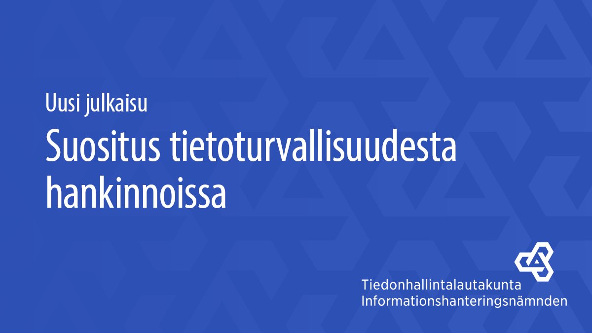 VMuutiset's tweet photo. Tiedonhallintalautakunta on julkaissut suosituksen hankintojen tietoturvallisuudesta. Se opastaa viranomaisia ja hankintayksiköitä tietojärjestelmien tietoturvallisuusvaatimusten määrittelyssä.

Suositus valtioneuvoston julkaisuarkistossa: https://t.co/AICDxPA5iB

#Tiedonhallinta https://t.co/BLSwBNf3LV