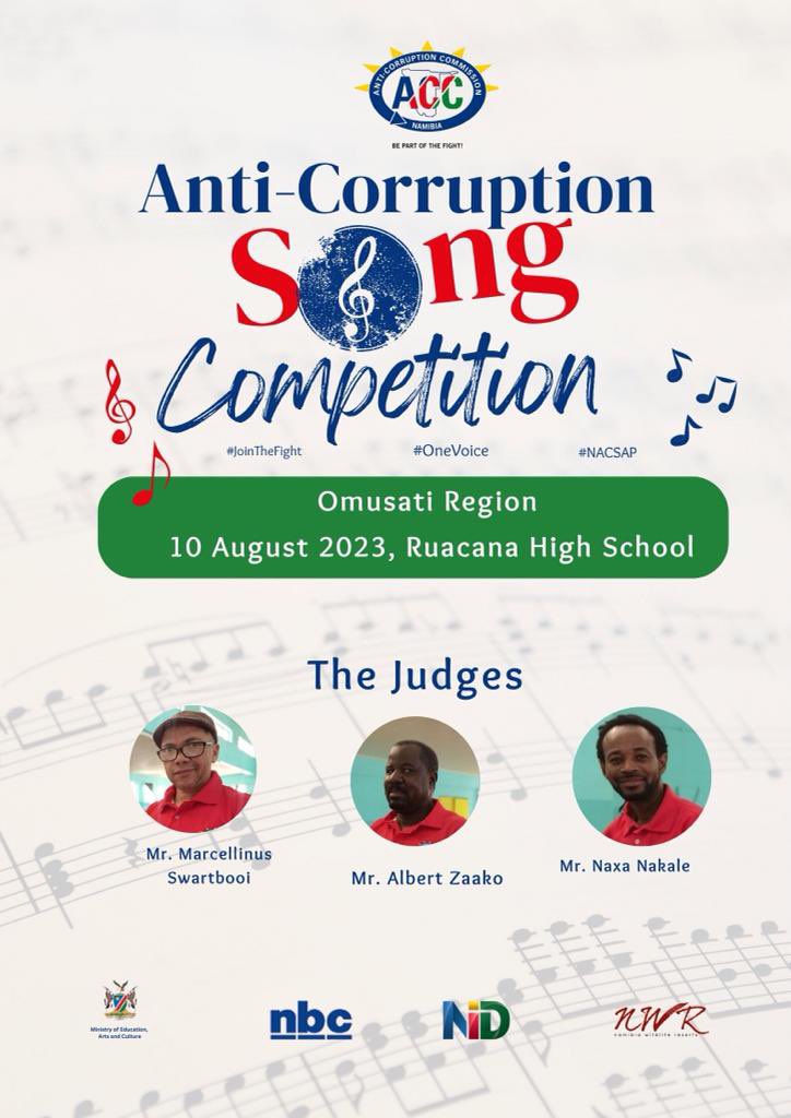 ACCNamibia's tweet photo. #Anti - Corruption Song Competition2023
#JoinTheFight 
#OneVoice
#NACSAP https://t.co/HJhH22LKpR