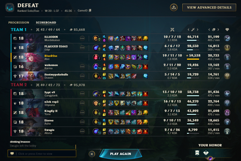 k_klay_'s tweet photo. Draven stole adc just to int his ass off loooool I hate this game https://t.co/6NKrlmiQ0D
