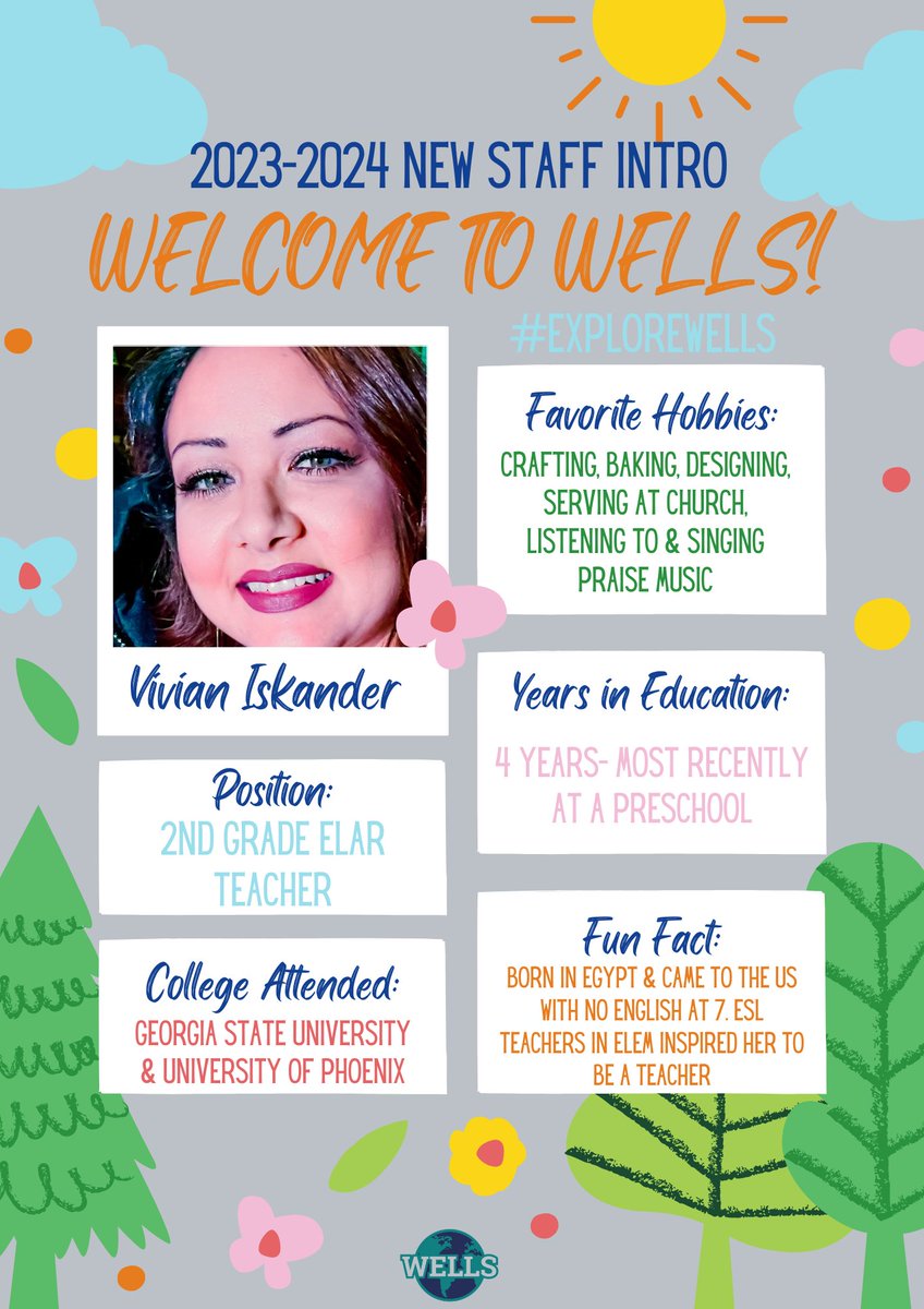 CFISDWells's tweet image. Welcome to Wells, Mrs. Iskander! #ExploreWells
