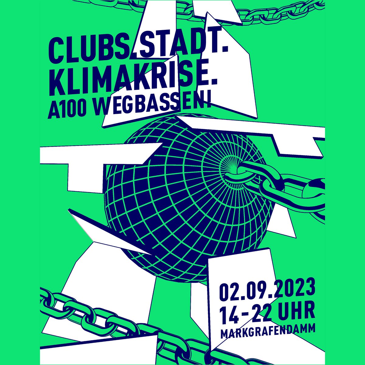 🔊🎼 A100 wegbassen: Den Weiterbau der Berliner Stadtautobahn stoppen.❌
➡️ Komm am 2.9. (Sa), zum #Protestrave💃🕺auf dem Markgrafendamm gegen den Weiterbau der #A100 in #Berlin. #Umweltschutz statt Autoschmutz. #Reclaim Berlin.
Clubs.Stadt.#Klimakrise.

t1p.de/2imvr