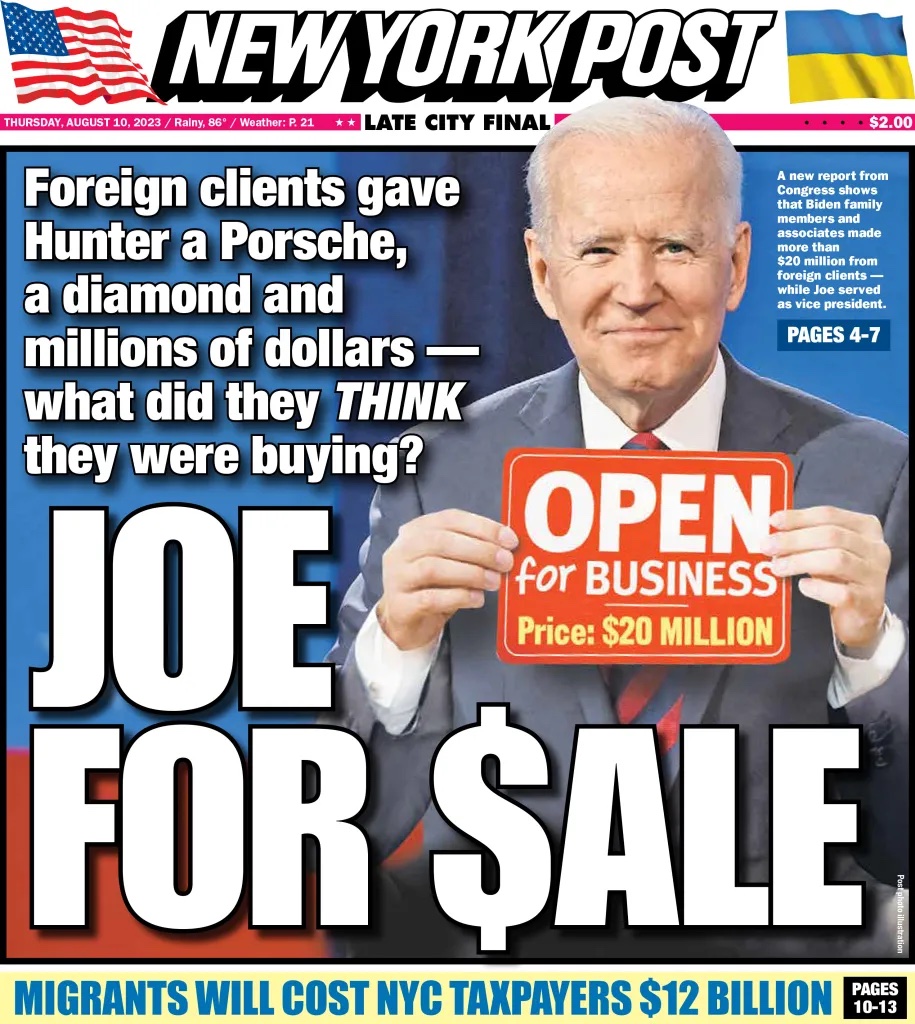 Today's cover of the New York Post.