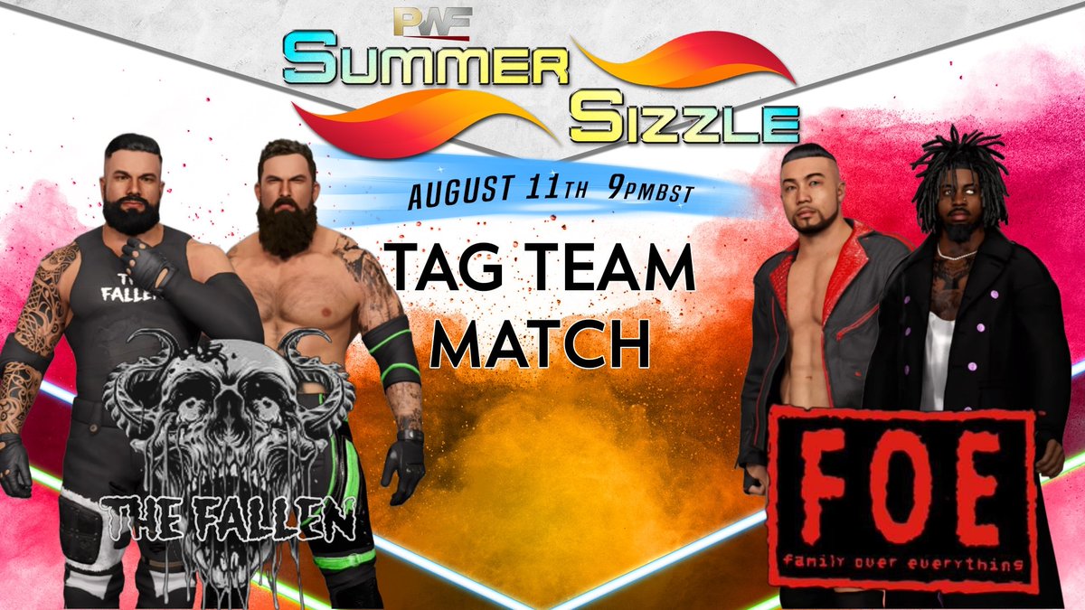 PWF_Efed1's tweet photo. The Falle members of Tyrant Will &amp; Catfish Wellington said they want to kick some ass at Summer Sizzle!
The Family have answered the call in the form of Ryan Warzone &amp; Rozaye!
#PWF #PWFSummerSizzle #wwe2k23 #efed #cawmmunity https://t.co/KTXYvNMtJ7