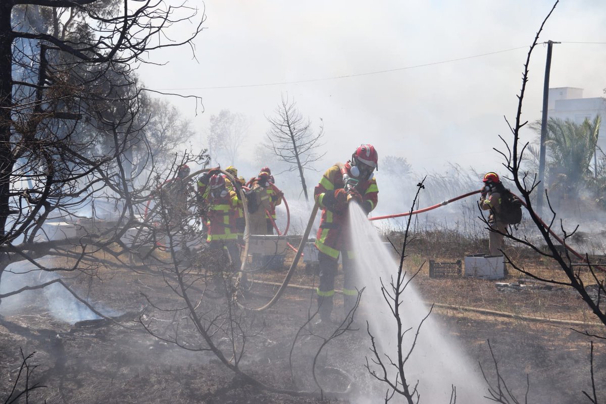 UIISC5CORTE's tweet photo. Hier, le GFFF-V de @UIISC5CORTE pré positionné en 🇬🇷 a été engagé sur 🔥 commune de Marathon.
Actions menées ➡️ protection de point sensible, jalonnement de flanc et traitement de lisières.
8 ha brûlés, plusieurs centaines de sauvegardés et habitations sauvées. #MPCU https://t.co/qKM73OpuXv