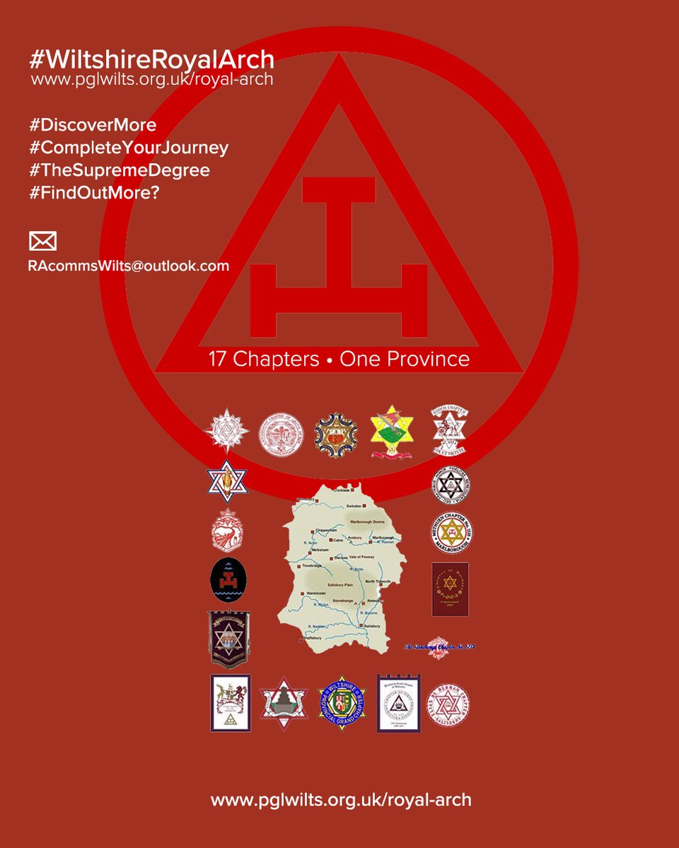 #WiltshireRoyalArch 17 x Chapters • One Province. Become a Wiltshire Royal Arch Companion? Every Wiltshire Craft Lodge has a designated Royal Arch representative who will be delighted to tell you more about the Order. #CompleteYourJourney #RoyalArch <a href="/wiltspgl/">Wiltshire Freemasons</a> @pgcWiltshire