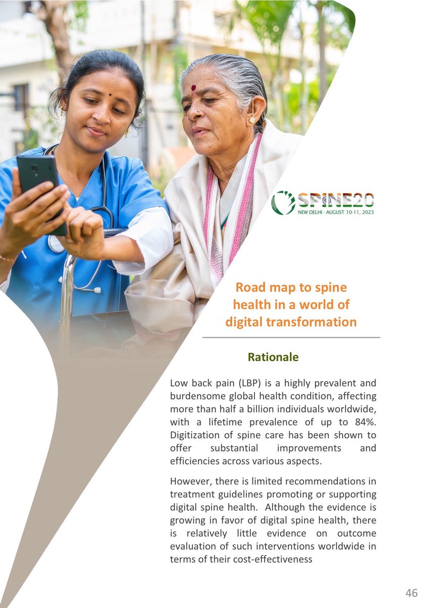 SPINE_20's tweet photo. #SPINE20 New Delhi meeting continues with the 4th symposium on: Road map to spine health in a world of digital transformation: a call for action.
Chaired by @hanasobayel, Dr. Lisa Roberts and Prof. Giuseppe Costanzo

#Spine_care https://t.co/YuT5CoaLkE