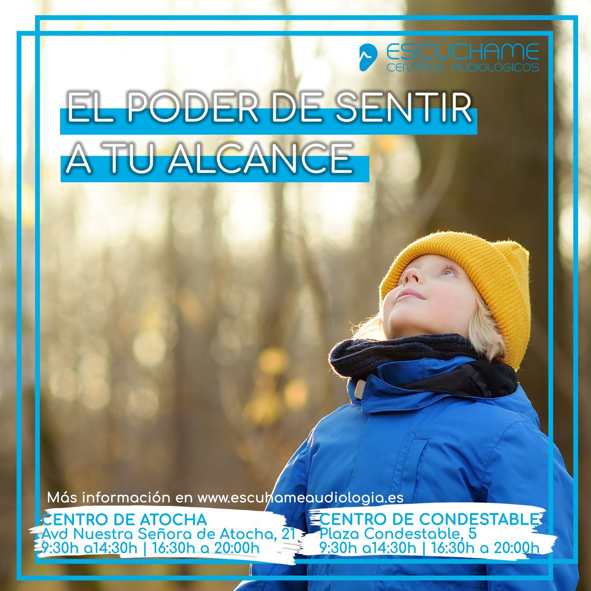 EL PODER DE SENTIR A TU ALCANCE 💙 Volver a disfrutar de lo que realmente importa está más cerca de lo que te imaginas 👂

Acércate a #EscúchameCentrosAudiológicos y descubre todo lo que nuestros especialistas pueden hacer para mejorar tu calidad de vida 👂