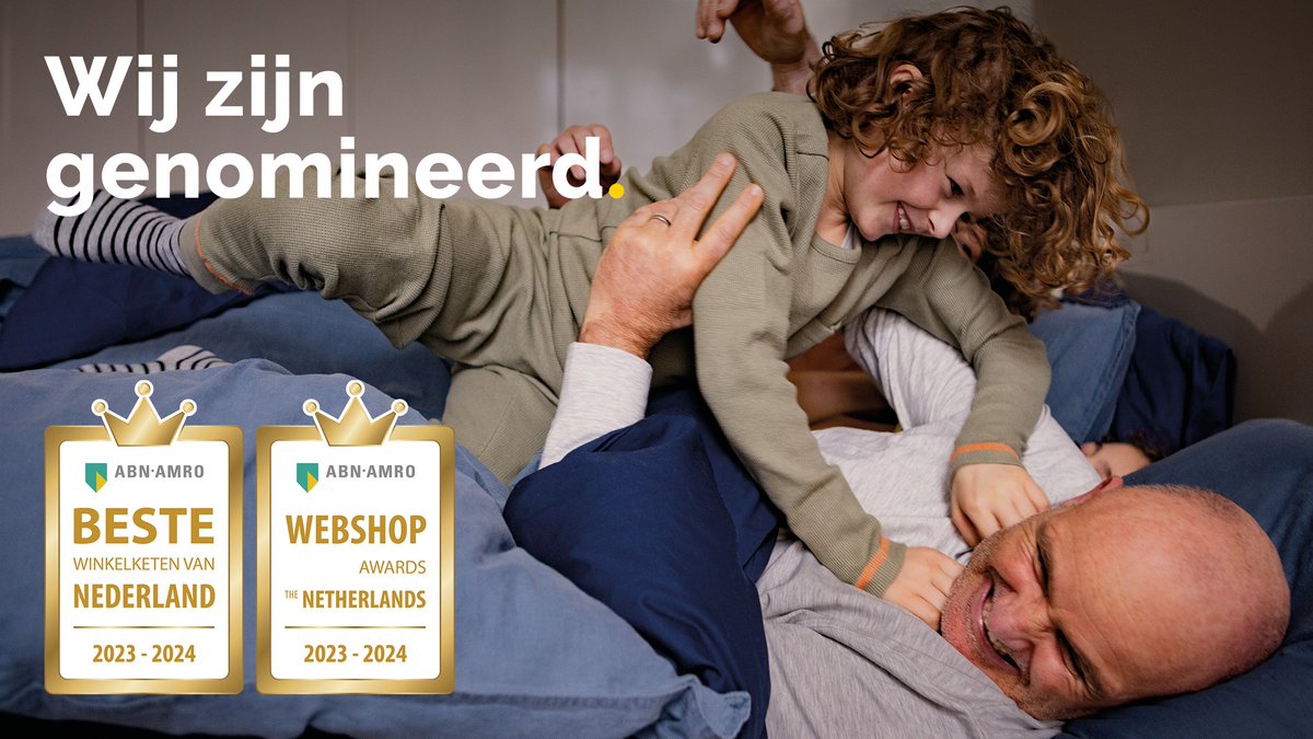 Yes! Dankzij jullie stemmen zijn we ook dit jaar weer genomineerd voor 'Beste Winkelketen &amp; Beste Webshop'. Het eerste spannende deel is voorbij. Nu nog duimen of we de titel dit jaar ook echt weer mogen gaan dragen. Duim je mee?