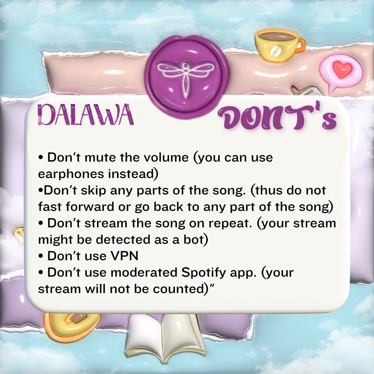 KAIASpotifyPH's tweet image. DALAWA REMIIX will be out later! But before that here are the Streaming Guidelines you need to observe! 

Happy Streaming ZAIA! ❣️

#DalawaREMIIXbyKAIA
@KAIAOfficialPH #KAIA