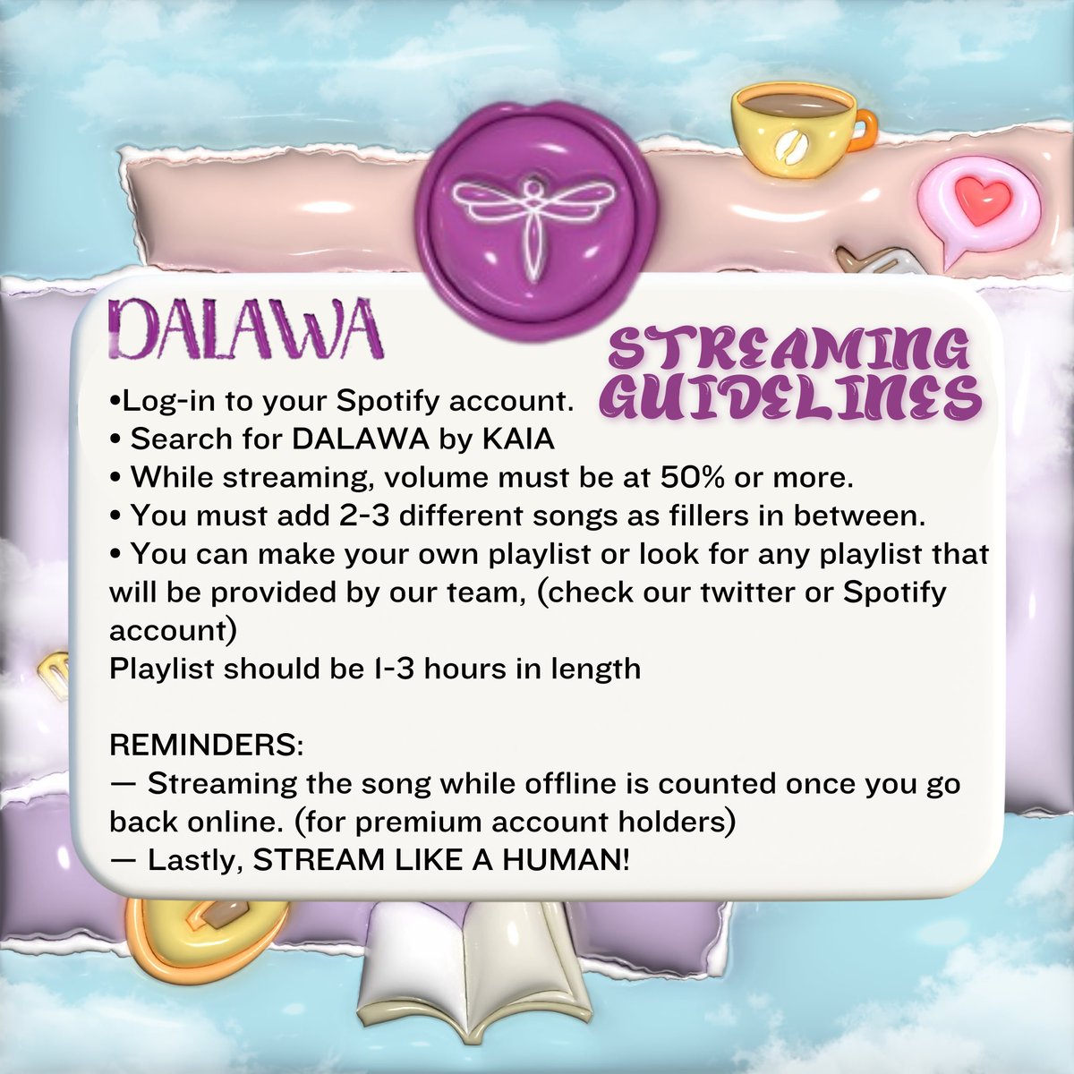 KAIASpotifyPH's tweet image. DALAWA REMIIX will be out later! But before that here are the Streaming Guidelines you need to observe! 

Happy Streaming ZAIA! ❣️

#DalawaREMIIXbyKAIA
@KAIAOfficialPH #KAIA