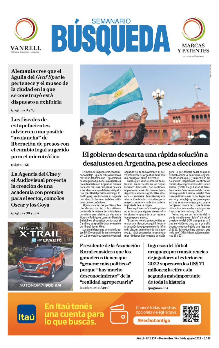 danzaandres's tweet photo. Alemania considera que águila de Graf Spee le pertenece y quiere exhibirla en un museo; proyectan una academia de cine uruguayo con premios como los Oscar o los Goya; y nace nuevo partido político vinculado a Un Solo Uruguay. Otra vez jueves, otra vez @busquedaonline. https://t.co/KFvNBtiLSC