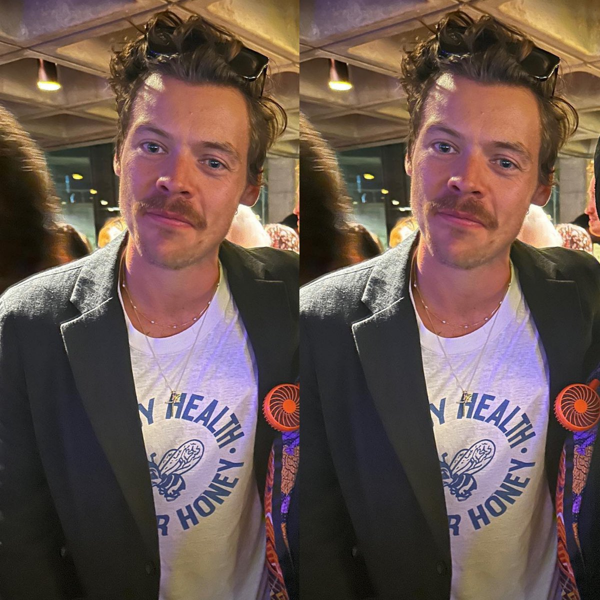 sunfflouwerry's tweet photo. the MUSTACHE???? the hair pushed back with glasses?? the suit ???? https://t.co/uBrlVhH980
