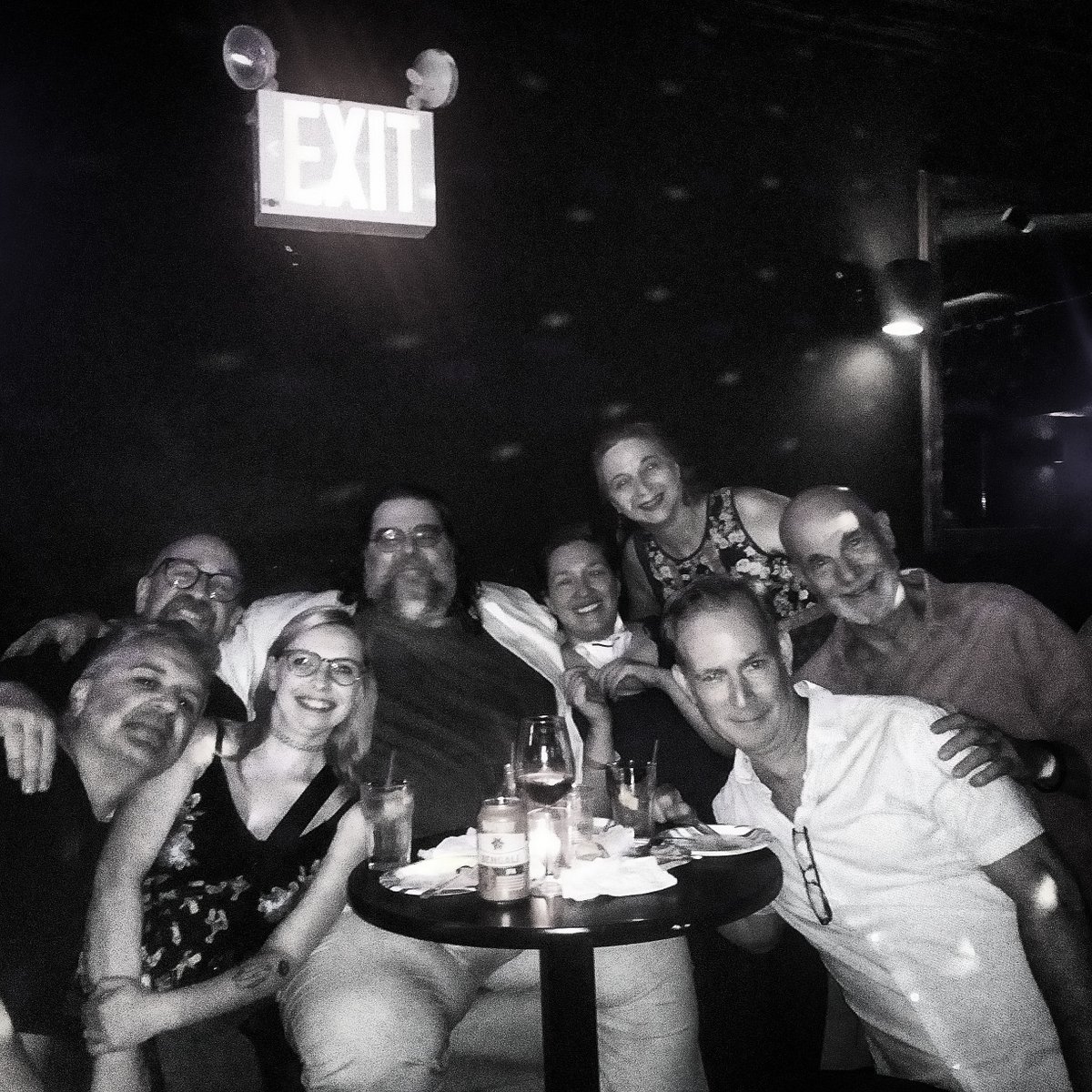 There were 10 Collisionworkers (all LIFE WITH ALTHAAR actors, 5 also writers) at Eli ("H.F.") Ganias's lovely birthday party on Sunday, but only 8 got into the picture. In any case, much catching up and great excitement from all for future ALTHAAR plans...