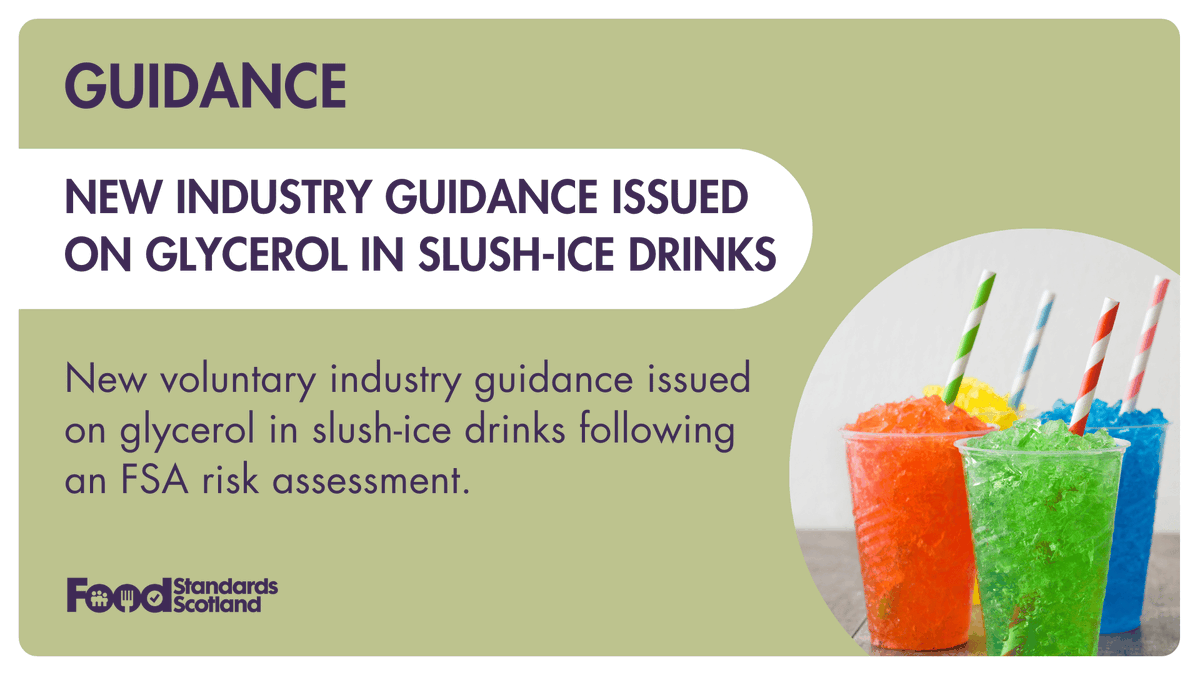FSScot's tweet photo. Along with @foodgov, we've issued new voluntary guidance on glycerol advising that slush-ice drinks shouldn’t be sold to children under 4 &amp; under-10s shouldn’t be offered free refill promotions to prevent exposure to excessive amounts of glycerol. More: https://t.co/D6qTwLrR8f https://t.co/ZGtUkCiIIz