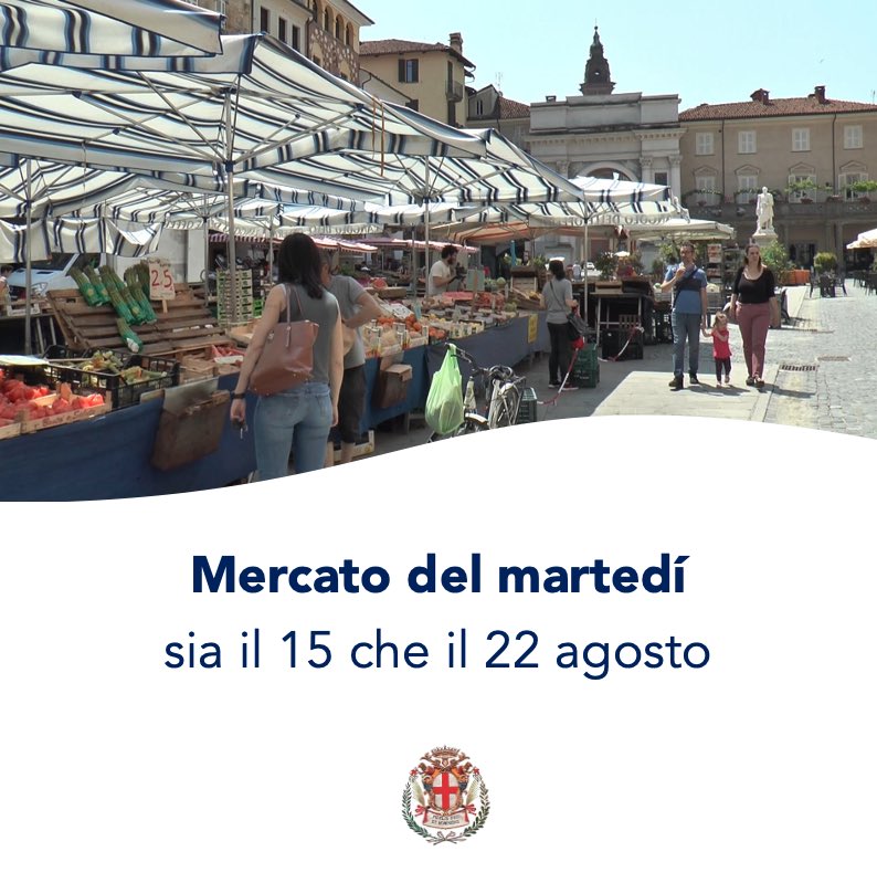 🔴 Il #mercato settimanale del #martedì si terrà regolarmente sia il 15 agosto, giorno di #Ferragosto, sia il 22 agosto, Festa #patronale della Sanità.
.
.
.
#savigliano #vivosavigliano #commercio