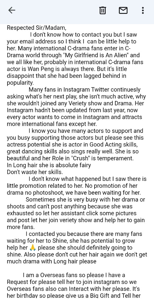 wan_penger's tweet photo. I don't know if I became helpful to her but I send a Massage to her company email
I don't have weibo account so I contacted them with this 
I hope they would receive my massage and help Wan Peng ❤️

Hope for the best 🤞
#WanPeng #万鹏 #Elapse #Elapse_w #Cdrama https://t.co/CaBFMVrC4r