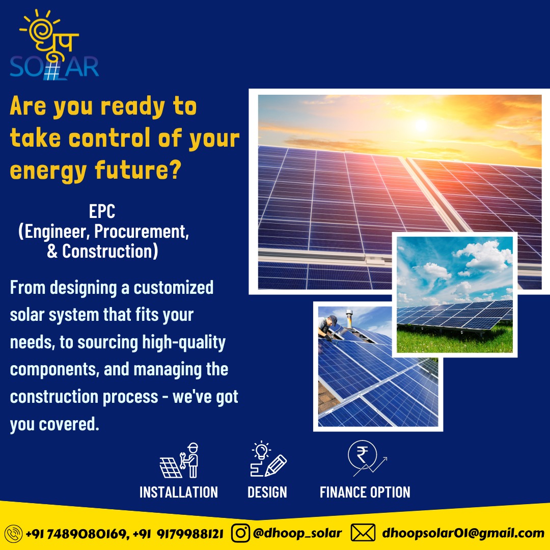 Are you ready to take control of your energy future?
. Engineer, Procurement, & Construction

#greenenergysolar #greensolar #indoresolar #solarpanelcompany #solarenergy #solarinstallationcompany #solarinstallationindore #industries #institutions
