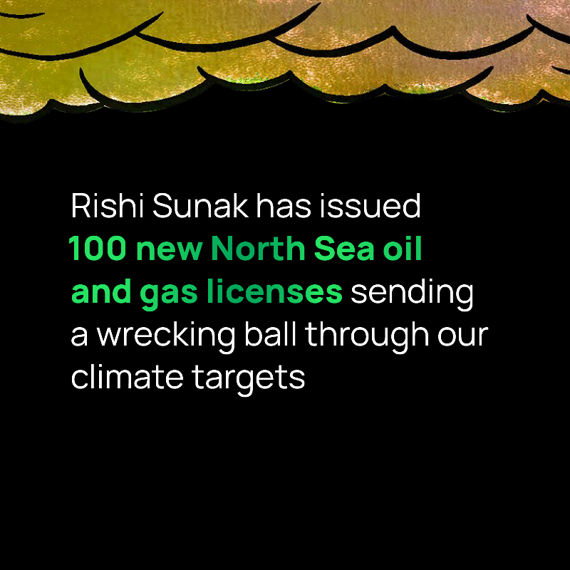 TheGreenParty's tweet photo. The Government has issued 100 new oil and gas licenses, sending a wrecking ball through our climate targets.

The Green Party is the only part that can provide bold climate leadership.

Are you with us?