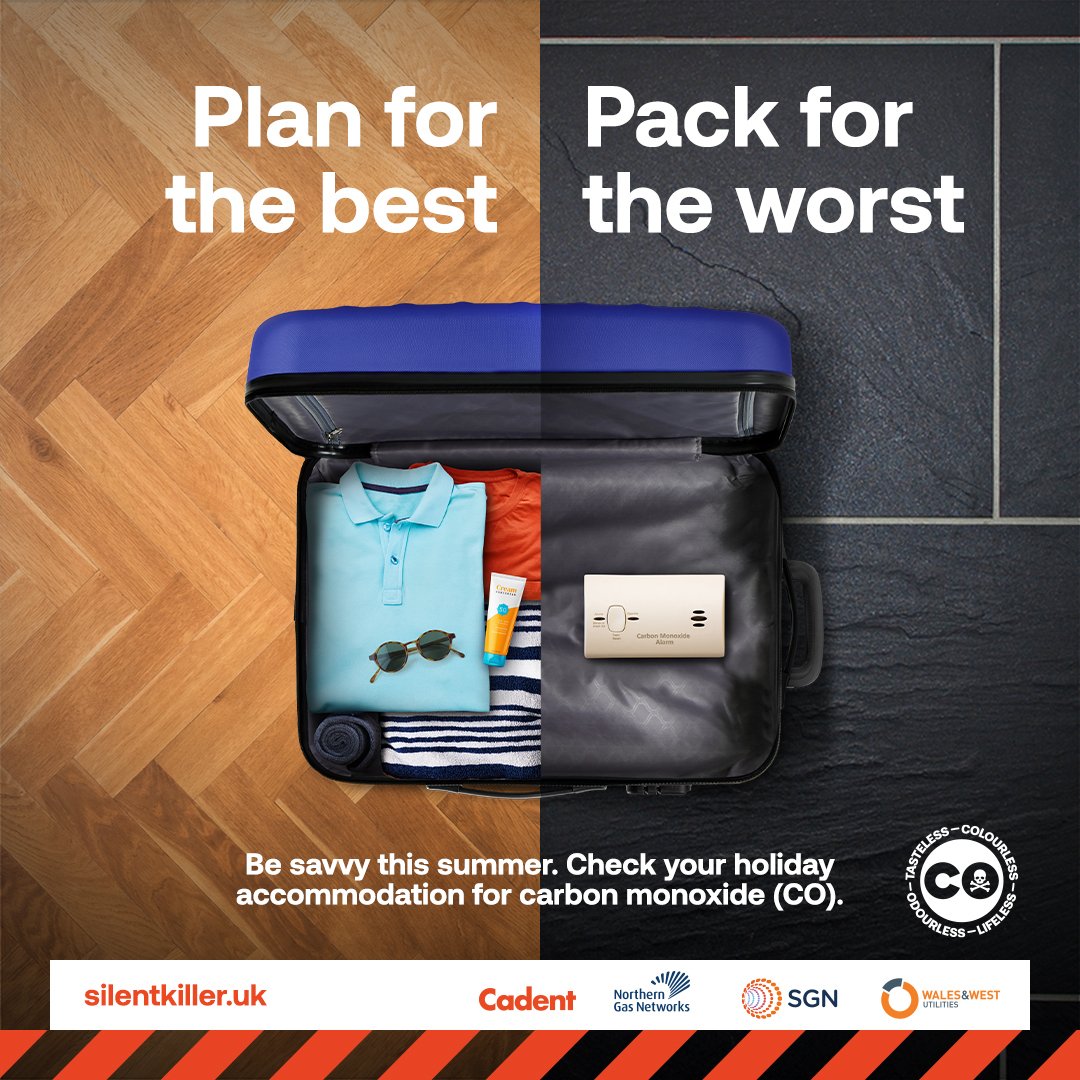 wfchub's tweet photo. Going on holiday this summer? Then why not pack an audible carbon monoxide (CO) alarm. It could save your life this summer. You can’t smell, see or taste CO. But if it’s there, it can be deadly. @cadentgasltd

Be savvy this summer https://t.co/2bwYd9zYr6 https://t.co/PhjVXh0ump