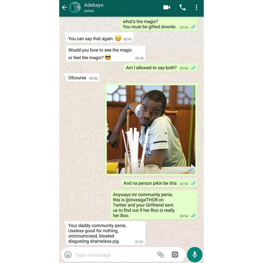 - Few years ago, his girlfriend asked us to test his loyalty. Guess what? He was Mr. Community Penis of the Year! 🤣🤣🤣  

#IsYourBooYourBoo? 🔎