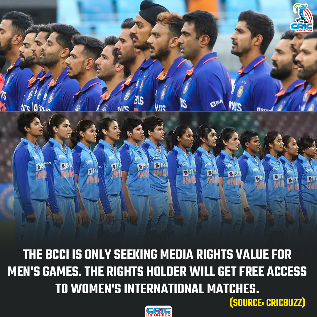 The BCCI is only seeking media rights value for men's games. The rights holder will get free access to women's international matches.

#BCCI #CricketWorldCup #TeamIndia #Cricketfans #Cricketlovers #CricketNews #WomensCricket #MediaRights