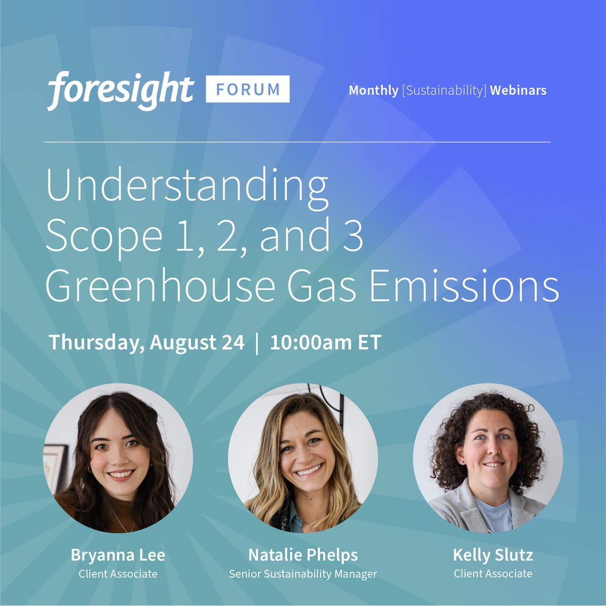 In our next Foresight Forum, Bryanna, Natalie, and Kelly will unpack Scope 1, 2, &amp; 3 greenhouse gas emissions, clarifying emissions sources, organizational boundaries, collection strategies, and reporting mechanisms. 

Register here: hubs.li/Q01-CfDH0
