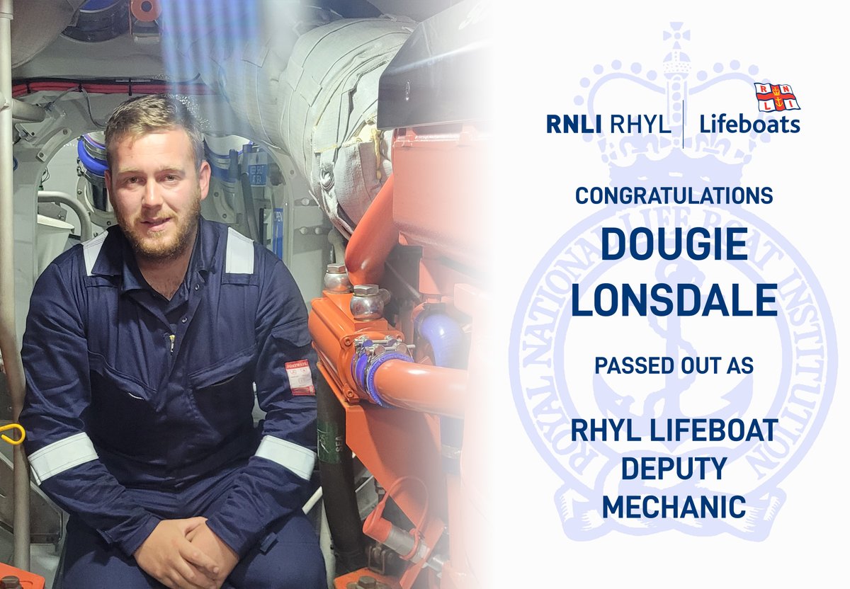 CONGRATULATIONS: Crew Member Dougie Lonsdale successfully passed-out as an @RNLI Shannon Class All-Weather Lifeboat Mechanic yesterday evening (9/8/23). Dougie has been training in for the role over the last 18months and was assessed and passed-out during an exercise.