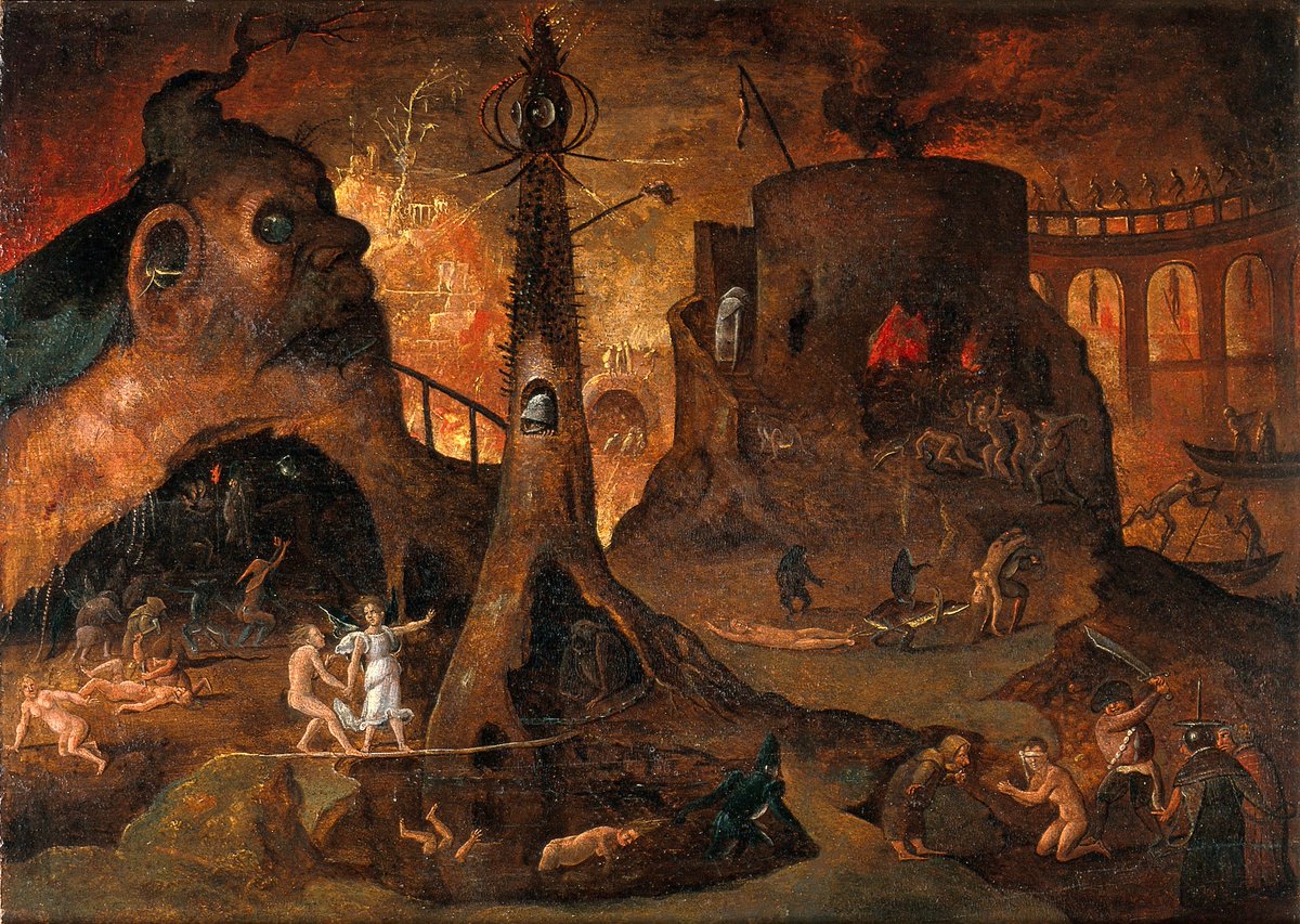 DocDelusional's tweet photo. An angel leading a soul into hell (1516) by a follower of Hieronymus Bosch #angel #SOUL #hell https://t.co/2bcYl0LtOD