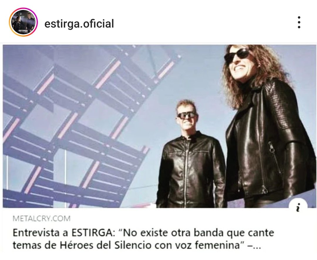 Entrevista a <a href="/Estirga/">Estirga</a>: “No existe otra banda que cante temas de Héroes del Silencio con voz femenina”
 metalcry.com/entrevista-a-e…  <a href="/metalcry/">Metalcry Webzine</a> <a href="/HeroesDelS/">HeroesDelSilencio</a> <a href="/eldiahHDS/">El día H</a> #heroesdelsilencio