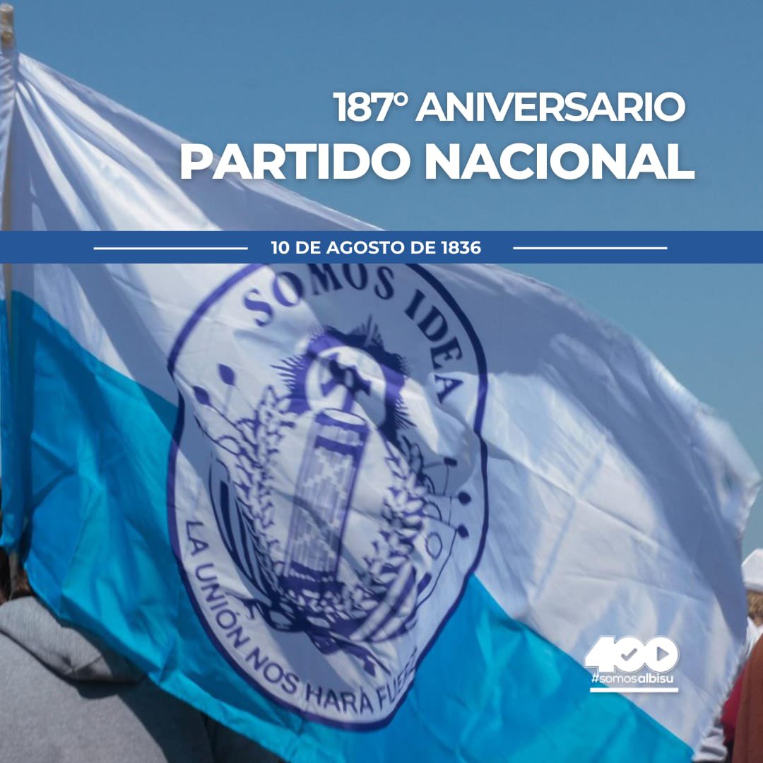 Lista400Salto's tweet photo. Un 10 de Agosto de 1836, se fundaba nuestro querido Partido Nacional. 

Hoy, 187 años después, seguimos firmes defendiendo las leyes y honrando a nuestros líderes con el mismo compromiso. 

¡Feliz aniversario querido Partido Nacional!

#187AñosPartidoNacional https://t.co/BxLeLPhTZ6